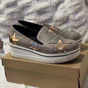 Stella McCartney Taupe and Metallic Star Sneakers